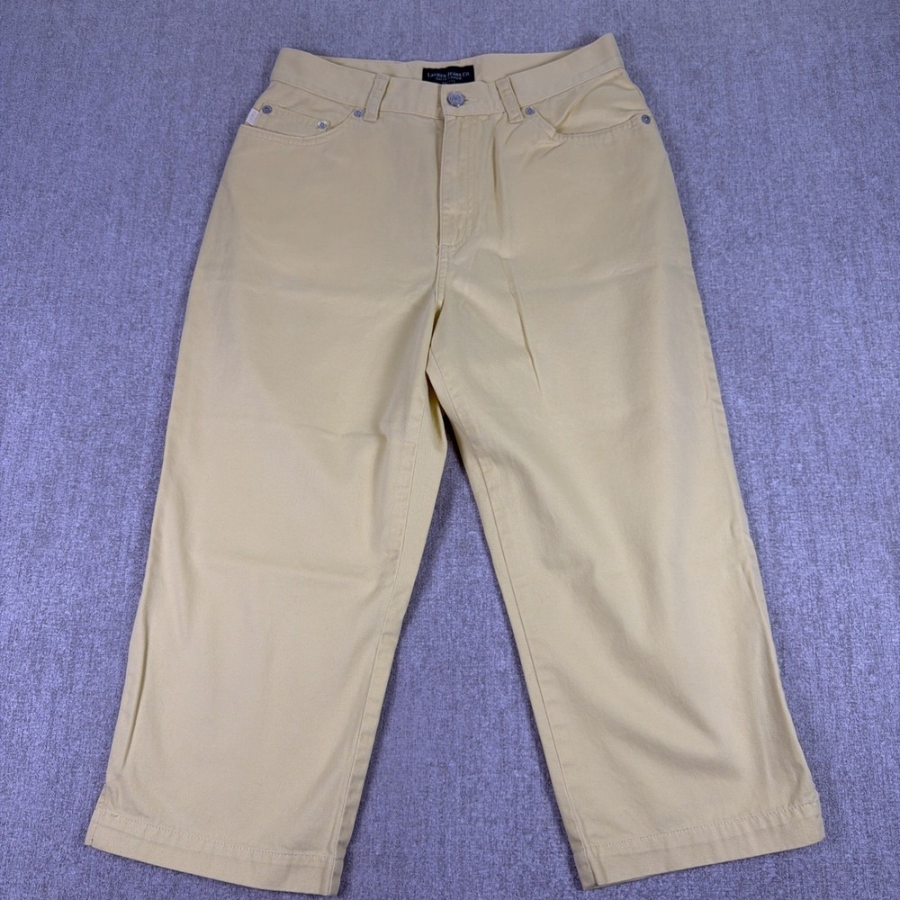 Lauren Jeans Co Cropped Pants Women's Size‎ 8P Butter Yellow 5 Pocket Soft Denim